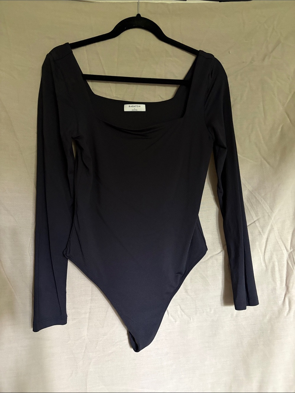 Babaton Black Long-Sleeve Scoop-Neck Bodysuit